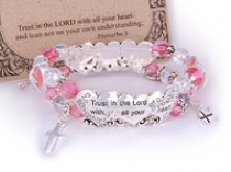 Pink & Silver Proverbs 3:5 Message Bracelet