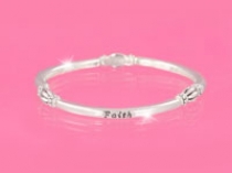 Silver Faith, Hope Love Bracelet